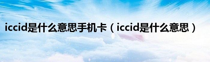 iccid是什么意思手机卡（iccid是什么意思）