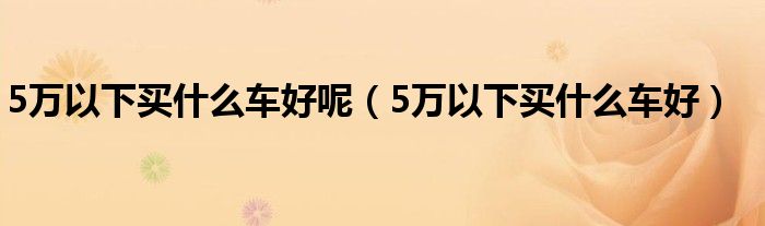 5万以下买什么车好呢（5万以下买什么车好）