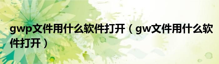 gwp文件用什么软件打开（gw文件用什么软件打开）