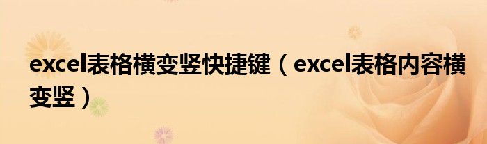 excel表格横变竖快捷键（excel表格内容横变竖）