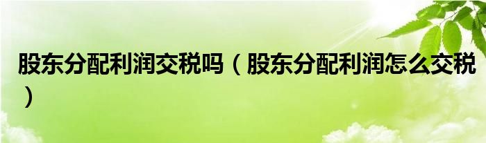 股东分配利润交税吗（股东分配利润怎么交税）