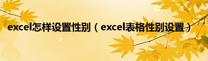 excel怎样设置性别（excel表格性别设置）