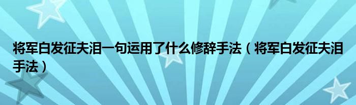 将军白发征夫泪一句运用了什么修辞手法（将军白发征夫泪手法）