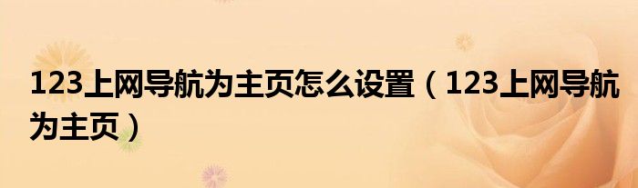 123上网导航为主页怎么设置（123上网导航为主页）