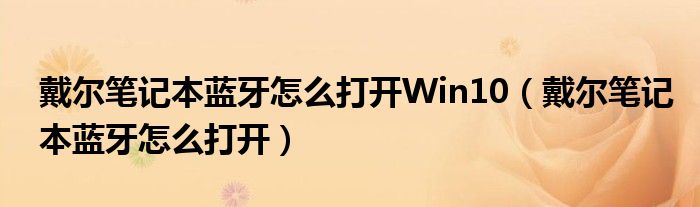 戴尔笔记本蓝牙怎么打开Win10（戴尔笔记本蓝牙怎么打开）