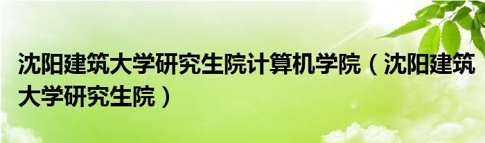 沈阳建筑大学研究生院计算机学院（沈阳建筑大学研究生院）