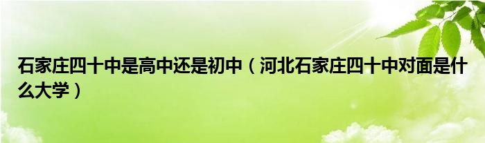 石家庄四十中是高中还是初中（河北石家庄四十中对面是什么大学）