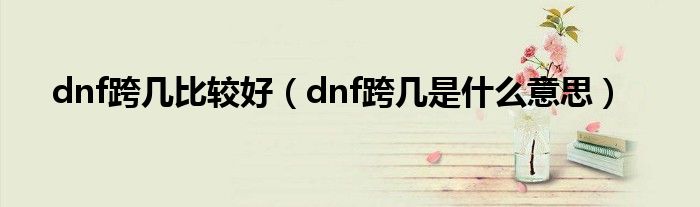 dnf跨几比较好（dnf跨几是什么意思）