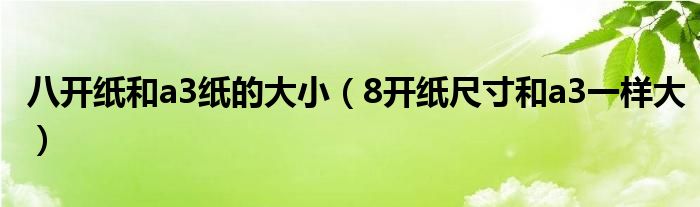 八开纸和a3纸的大小（8开纸尺寸和a3一样大）