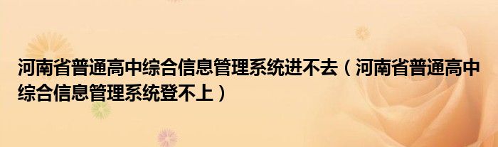 河南省普通高中综合信息管理系统进不去（河南省普通高中综合信息管理系统登不上）