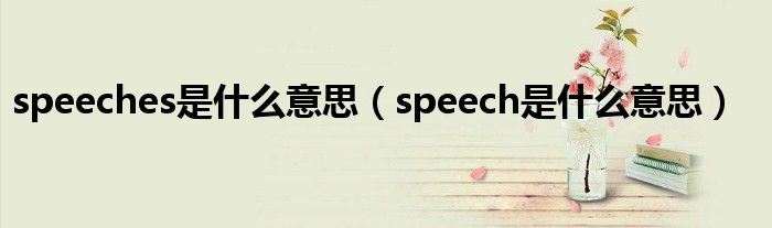 speeches是什么意思（speech是什么意思）