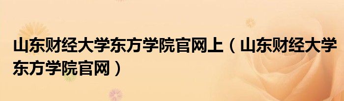 山东财经大学东方学院官网上（山东财经大学东方学院官网）