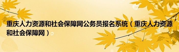 重庆人力资源和社会保障网公务员报名系统（重庆人力资源和社会保障网）