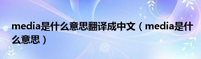 media是什么意思翻译成中文（media是什么意思）