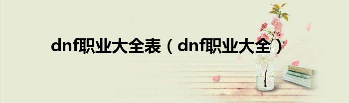 dnf职业大全表（dnf职业大全）