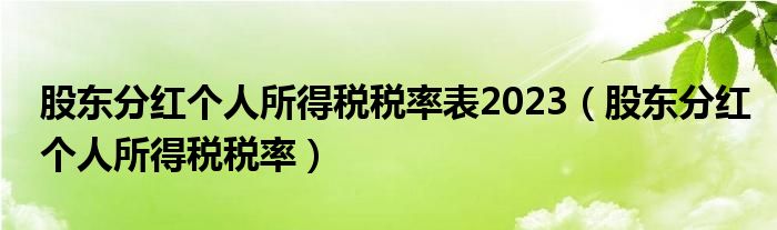 股东分红个人所得税税率表2023（股东分红个人所得税税率）