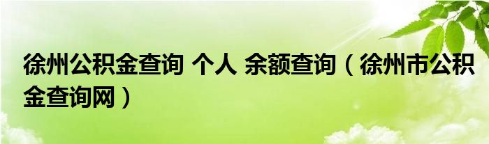 徐州公积金查询 个人 余额查询（徐州市公积金查询网）