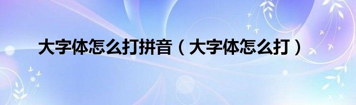 大字体怎么打拼音（大字体怎么打）