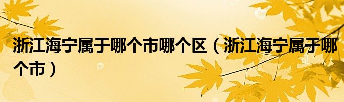 浙江海宁属于哪个市哪个区（浙江海宁属于哪个市）