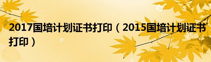 2017国培计划证书打印（2015国培计划证书打印）