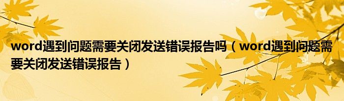 word遇到问题需要关闭发送错误报告吗（word遇到问题需要关闭发送错误报告）