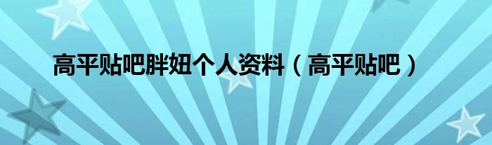 高平贴吧胖妞个人资料（高平贴吧）