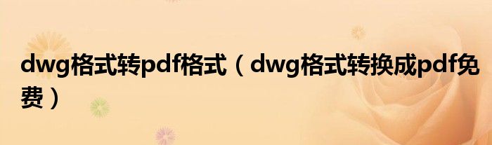 dwg格式转pdf格式（dwg格式转换成pdf免费）