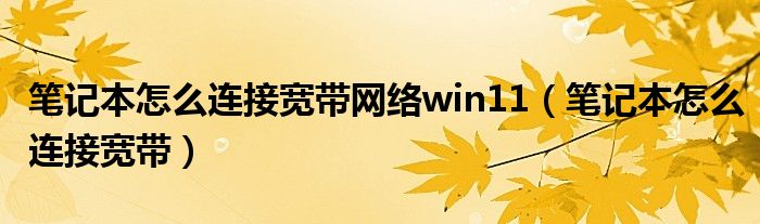 笔记本怎么连接宽带网络win11（笔记本怎么连接宽带）