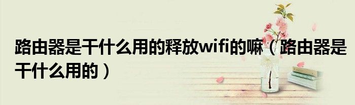 路由器是干什么用的释放wifi的嘛（路由器是干什么用的）