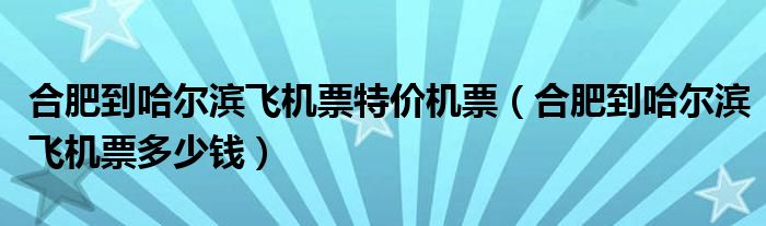 合肥到哈尔滨飞机票特价机票（合肥到哈尔滨飞机票多少钱）