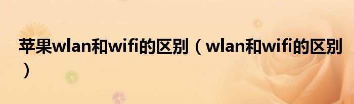 苹果wlan和wifi的区别（wlan和wifi的区别）