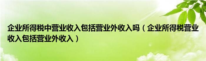 企业所得税中营业收入包括营业外收入吗（企业所得税营业收入包括营业外收入）