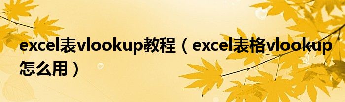 excel表vlookup教程（excel表格vlookup怎么用）