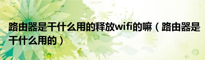 路由器是干什么用的释放wifi的嘛（路由器是干什么用的）