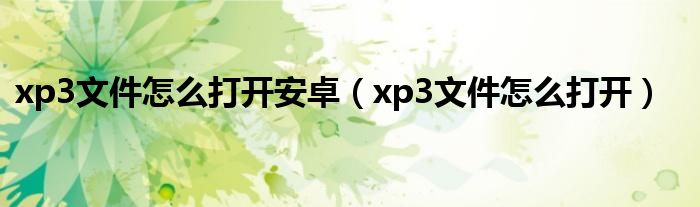 xp3文件怎么打开安卓（xp3文件怎么打开）