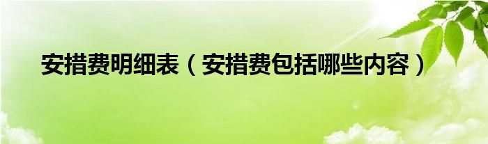 安措费明细表（安措费包括哪些内容）