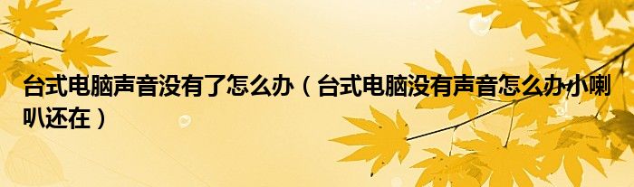 台式电脑声音没有了怎么办（台式电脑没有声音怎么办小喇叭还在）