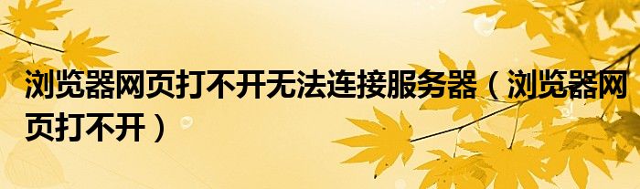 浏览器网页打不开无法连接服务器（浏览器网页打不开）