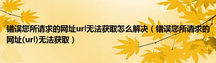 错误您所请求的网址url无法获取怎么解决（错误您所请求的网址(url)无法获取）