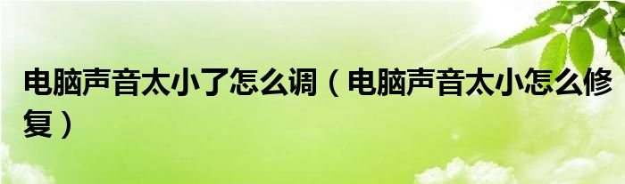 电脑声音太小了怎么调（电脑声音太小怎么修复）