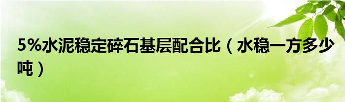 5%水泥稳定碎石基层配合比（水稳一方多少吨）