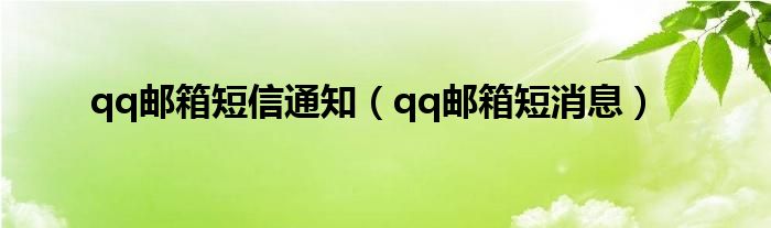 qq邮箱短信通知（qq邮箱短消息）