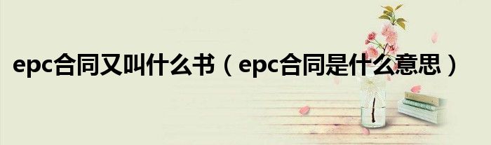 epc合同又叫什么书（epc合同是什么意思）