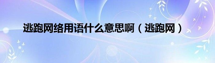 逃跑网络用语什么意思啊（逃跑网）