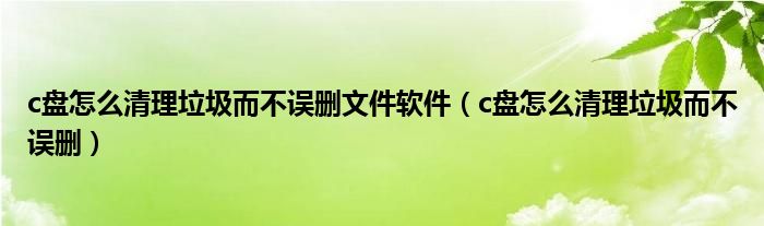 c盘怎么清理垃圾而不误删文件软件（c盘怎么清理垃圾而不误删）