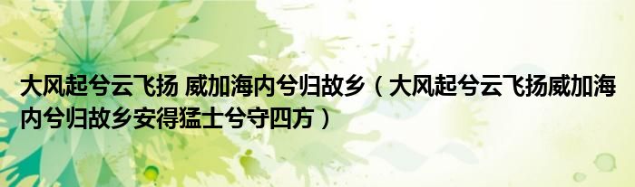 大风起兮云飞扬 威加海内兮归故乡（大风起兮云飞扬威加海内兮归故乡安得猛士兮守四方）