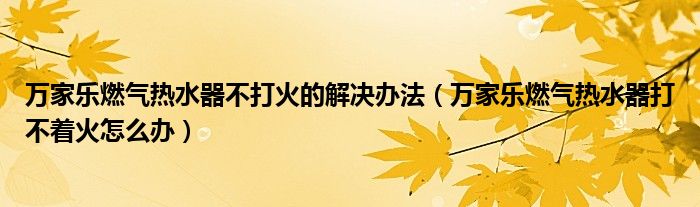 万家乐燃气热水器不打火的解决办法（万家乐燃气热水器打不着火怎么办）