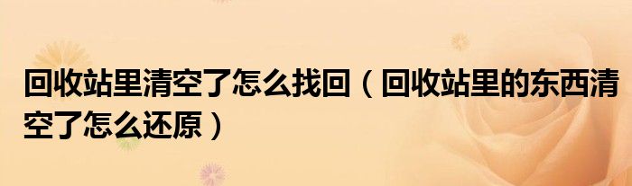 回收站里清空了怎么找回（回收站里的东西清空了怎么还原）