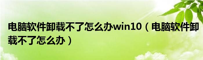 电脑软件卸载不了怎么办win10（电脑软件卸载不了怎么办）