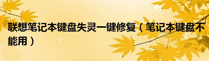 联想笔记本键盘失灵一键修复（笔记本键盘不能用）